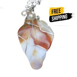 Handmade Agate Stone Pendant hand wrapped